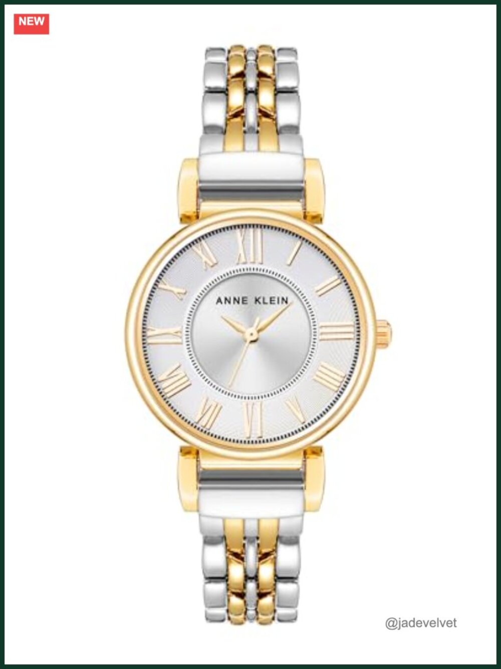 Womens Two-Tone Link Bracelet Watch Roman Numeral Water Resistant